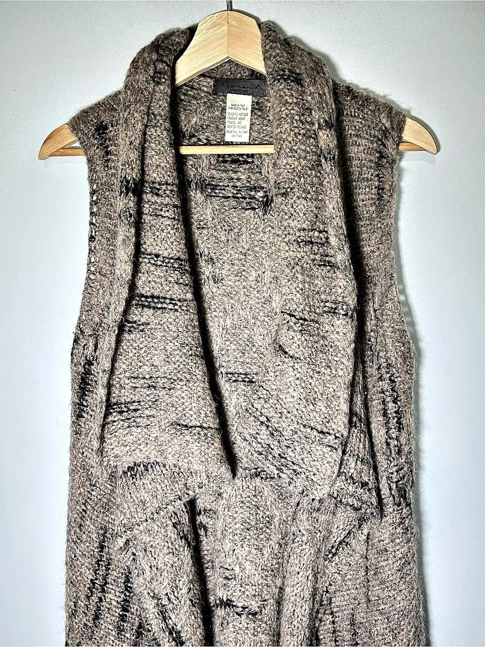 Elsamanda Made in Italy Mohair Wool Waterfall Sweater Vest One Size - Picture 4 of 12